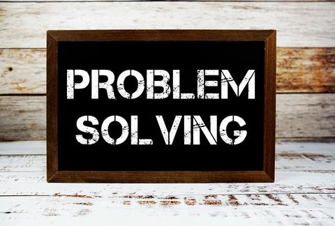 Problem Solving typography text on wooden blackboard Stock Photos