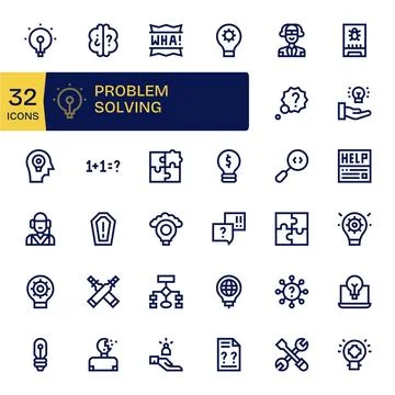 Problem Solving Ultimate Vector Package with 32 128x128 Bold Line Pixel Ali.. Stock Illustration