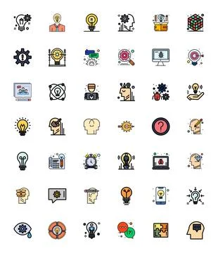 Problem Solving Vector Icon Toolkit featuring 42 Pixel Optimized 256x256 Li.. Stock Illustration