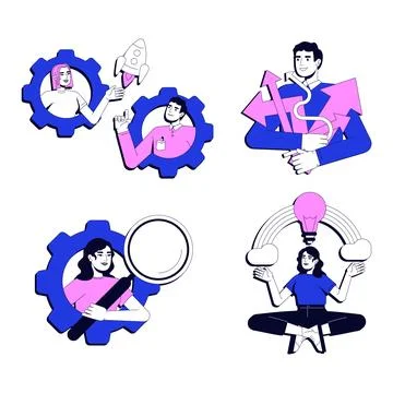 Problem solving vector illustration concept set Stock Illustration