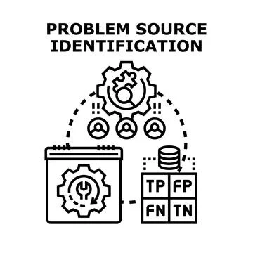 Problem source identification process and data analysis Stockillustratie