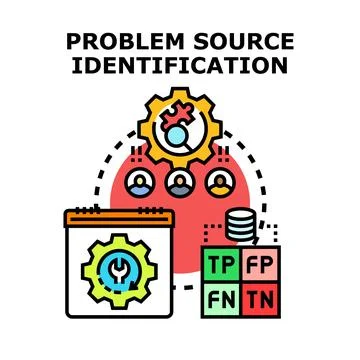 Problem source identification process and data analysis Stock Illustration