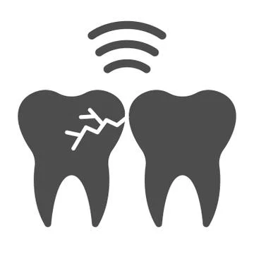 Problem teeth with crack solid icon. Caries infection impacted tooth symbol Stock Illustration