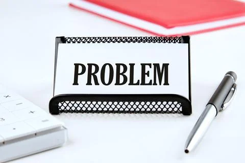 PROBLEM text on a business card on a white background Foto stock