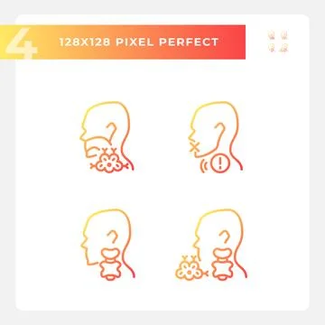 Problem with throat cure pixel perfect gradient linear vector icons set 스톡 일러스트