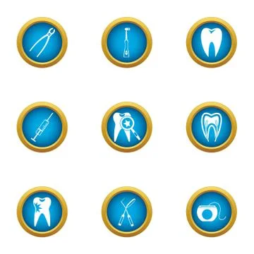 Problem tooth icons set, flat style イラスト素材