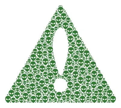 Problem Triangle Sign Mosaic of Alien Face Icons Illustrazione stock