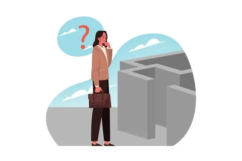 Problem, trouble, question, thinking, strategy, search, business concept Stock Illustration