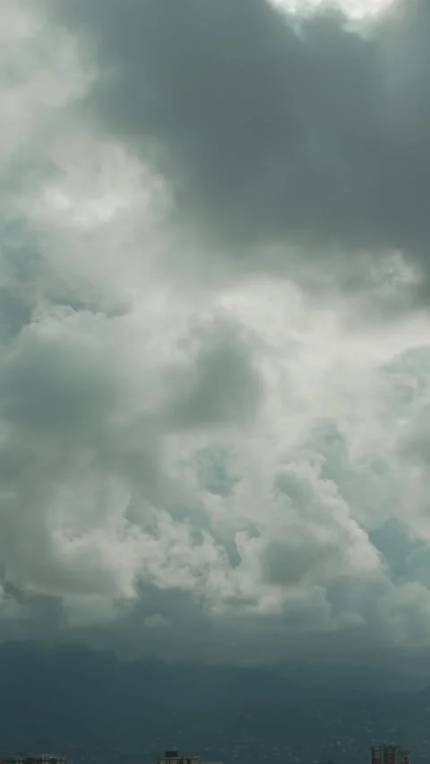 Problem of urban air pollution vertical video. Storm warning, climate change, Stock Footage 335852965