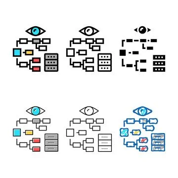 Problem variations hierarchy vision color icon vector Illustrazione stock