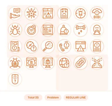 Problem Vector Icon Arsenal with 25 64x64 Regular Line PIXEL Perfect designs 스톡 일러스트