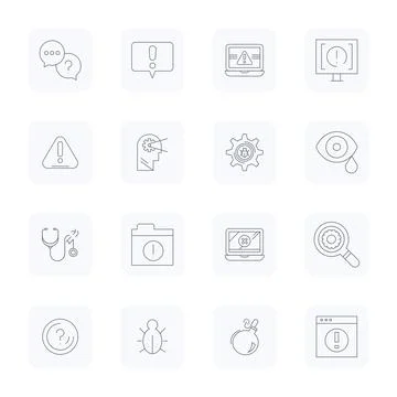 Problem Vector Icon Repository containing 16 Thin Outline Retina Ready Edit.. Stock Illustration