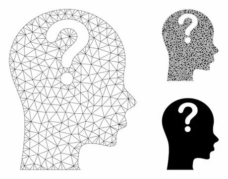 Problem Vector Mesh 2D Model and Triangle Mosaic Icon Stock Illustration