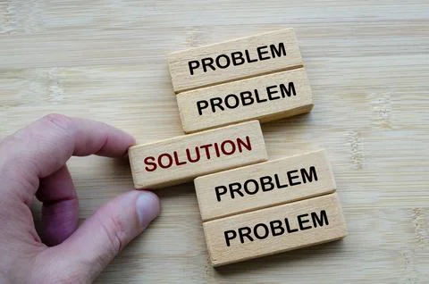 Problem Versus Solution, illustrating the shift from identifying problems t.. Stock Photos