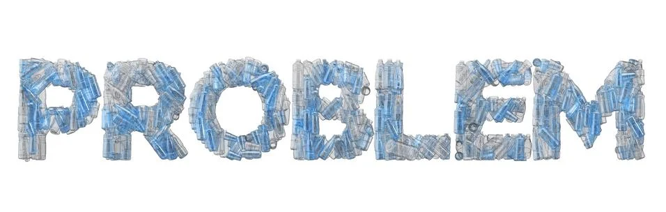Problem word spelt out in empty plastic bottle font. 3D Rendering Stock Illustration
