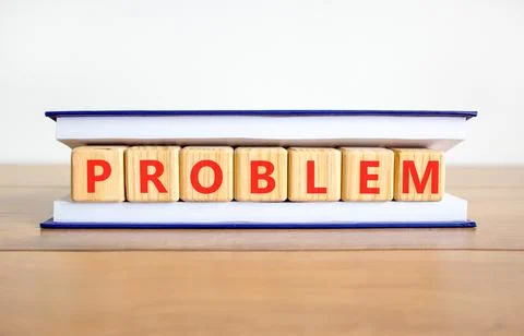 Problem word symbol. Concept word Problem on beautiful wooden blocks in boo.. Stock Photos