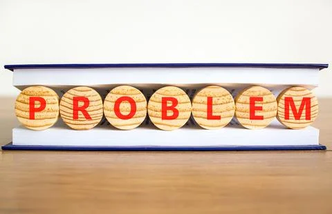 Problem word symbol. Concept word Problem on beautiful wooden circles in bo.. Stock Photos