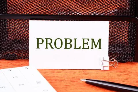 PROBLEM word written on a white business card Stockfoto's