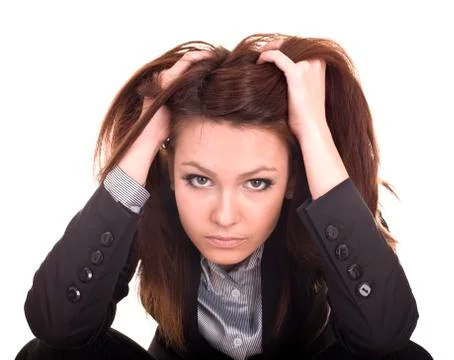 Problem of young student. isolated. Stock Photos