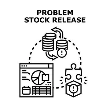 Problematic stock release concept with financial data analysis Stock Illustration