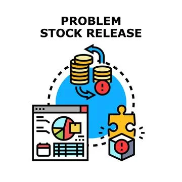 Problematic stock release concept with financial data analysis Stock Illustration