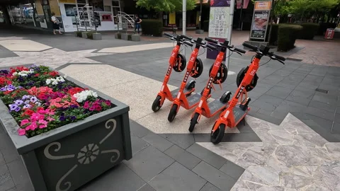Problematic Trial of Hired E-Scooters in the City of Ballarat. Stock Footage 170109092