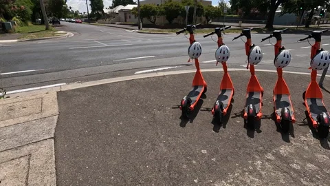 Problematic Trial of Hired E-Scooters in the City of Ballarat. Stock Footage 170116761