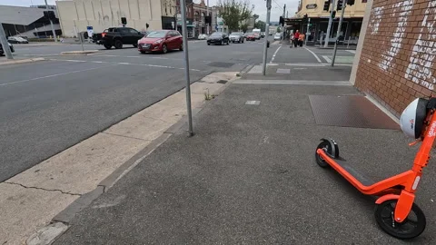 Problematic Trial of Hired E-Scooters in the City of Ballarat. Stock Footage 170118100