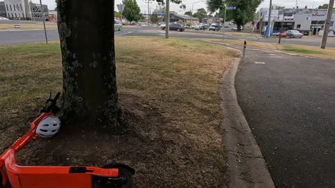 Problematic Trial of Hired E-Scooters in the Cit of Ballarat. Stock Footage 170692264