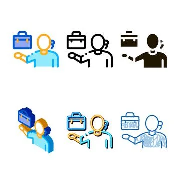 Problems about work icon vector outline variants Stock Illustration