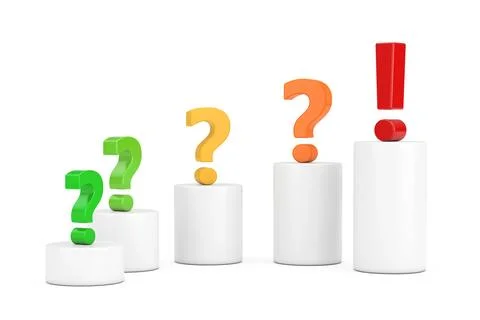 Problems and Solution Concept. Question and Exclamation Marks over Progress.. Stock Illustration