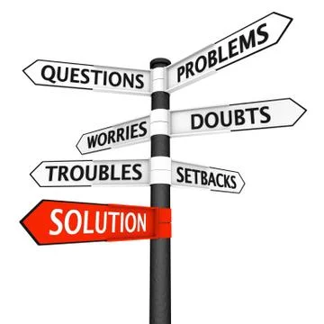 Problems and Solution Signpost Stock Illustration