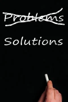 Problems and solutions on black board Illustrazione stock