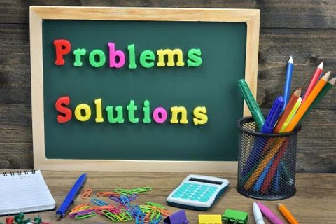 Problems and solutions text Stock Photos