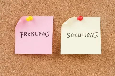 Problems and solutions words Stock Photos