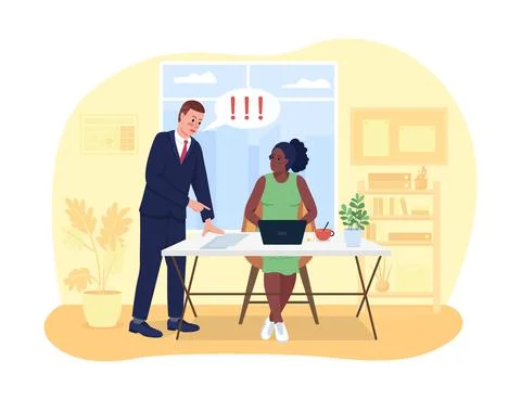 Problems with boss in office 2D vector isolated illustration イラスト素材
