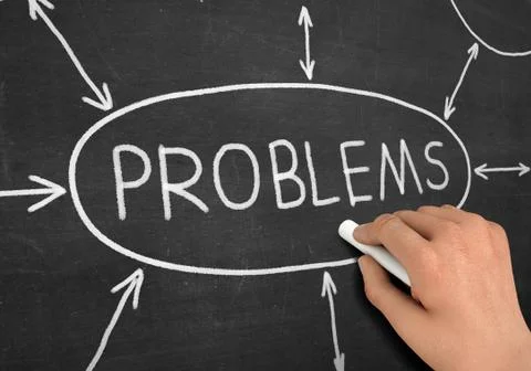 Problems chalkboard write concept  3d illustration Illustrazione stock