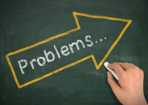 Problems chalkboard write concept 3d illustration Illustrazione stock