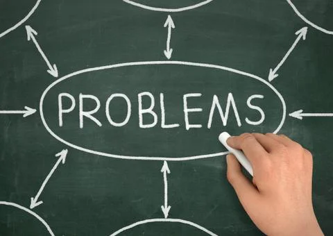 Problems chalkboard write concept illustration Stock Illustration