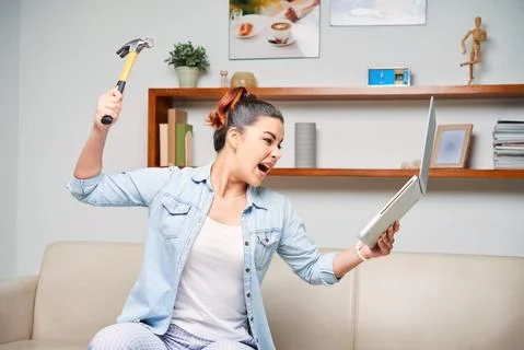 Problems with computer 库存照片