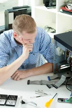 Problems during computer repair 写真素材