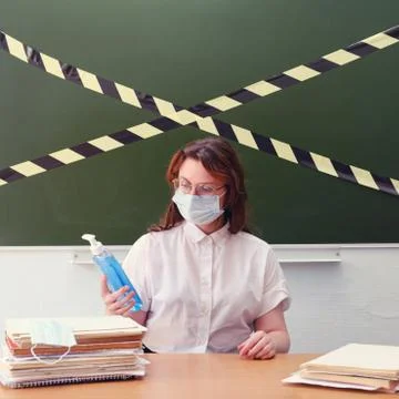 Problems with education at school during the coronavirus pandemic. Learning p Foto stock