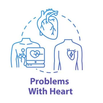 Problems with heart concept icon. Heart attack. Emergency medical treatment.  Illustrazione stock