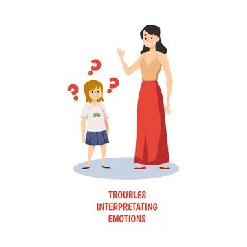 Problems with interpretation of emotions in children with autism vector isolated Illustrazione stock