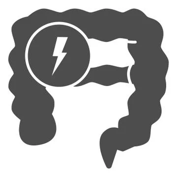 Problems in intestine solid icon, Health and medical concept, Gut constipation Stock Illustration