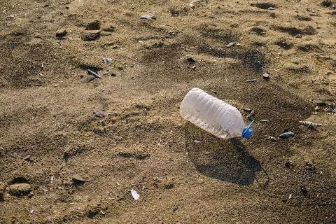 The problems of microplastics on the Black Sea coast. environmental disaster Stock Photos