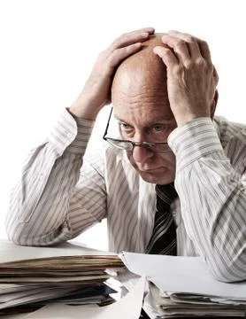 Problems of old accountant Stock Photos