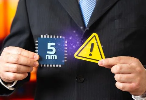 Problems in the production of 5 nm microchips. Production shortages, high dem Stock Photos