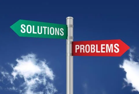 Problems solutions road sign Stock Illustration