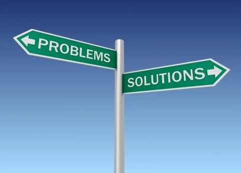 Problems solutions road sign Stockillustratie